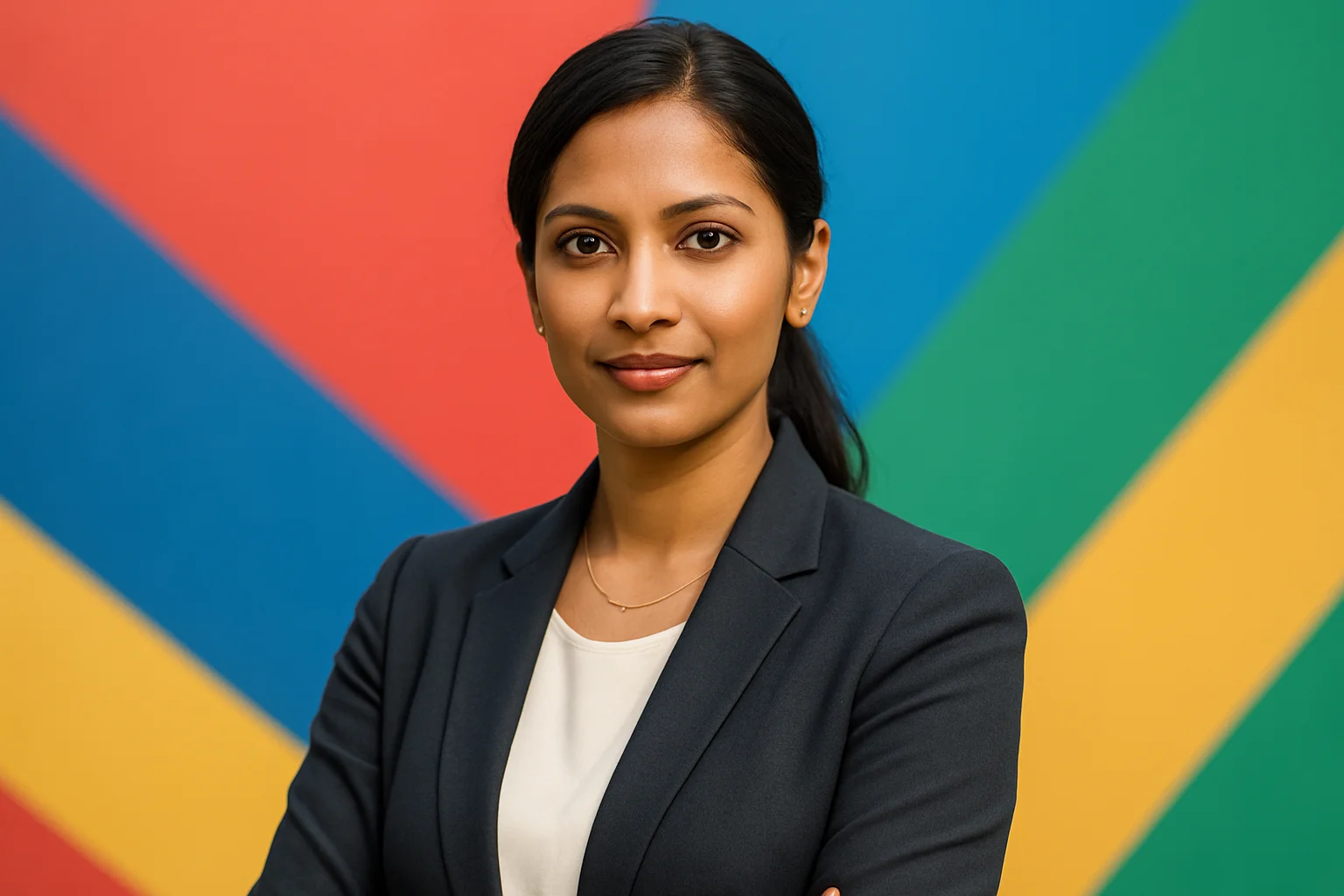 High-resolution portrait of confident Bangladeshi woman with multi-sport theme colors